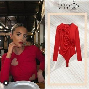 ZARA HEART RED HOT HEARTS BODYSUIT